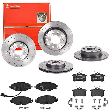 Bremsen Set Bremsscheiben Xtra Line + Beläge Vorne + Hinten für Skoda Octavia 3 5E5