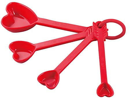 UPware Heart Melamine Measuring Spoons Set, Multi-Purpose Liquid and Dry Home Essentials Cooking and Baking Tools, Set of 4