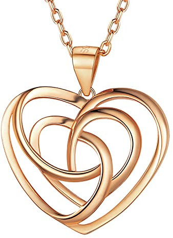 PROSILVER Necklace for Women - Rose Gold Plated Heart Celtic Knot Pendant with Adjustable Chain S925 Sterling Silver Celtic Infinity Love Jewelry with Gift Box