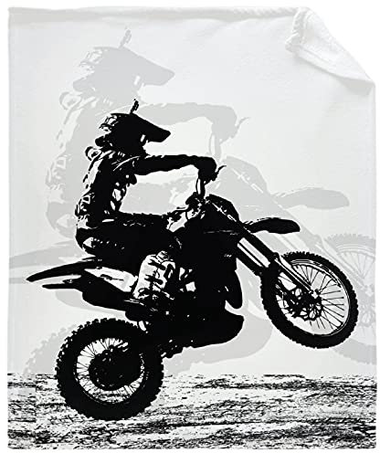 Todeyya Dirt-Bike-Überwurf, Decke, Motocross, Racer, Extremsport, Bedruckt, superweiches Flanell-Fleece, Plüsch, leicht, flauschig, gemütlich, Decke für Kinder, Herren, S, 127 x 101 cm für Kinder