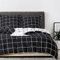 Gezu Housse de Couette 220x240cm a Carreaux Noir et Blanc Réversible Parure de Lit 2 Personnes Microfibre avec Fermeture Éclair Sets de Housse de Couette avec 2 Taie d'oreiller 65x65cm