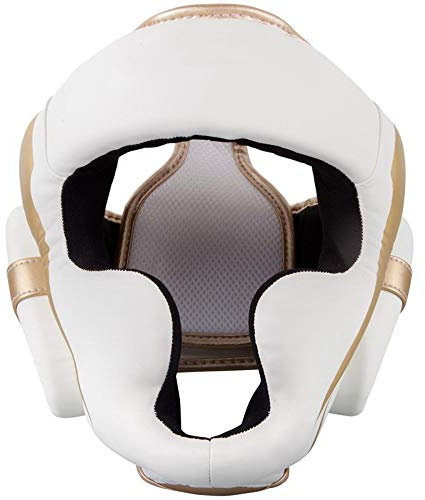 ChengBeautiful Boxhelm PU-Boxen Sanda Training Taekwondo Karate Helm Kämpfen Kopfschutz (Farbe : White, Size : One Size)