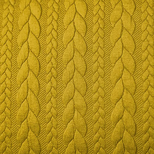 12,90 /m Stoff Cably Zopfmuster | Strickstoff zum Nähen | Jerseyjacquard Meterware | Bekleidungsstoff (senf)