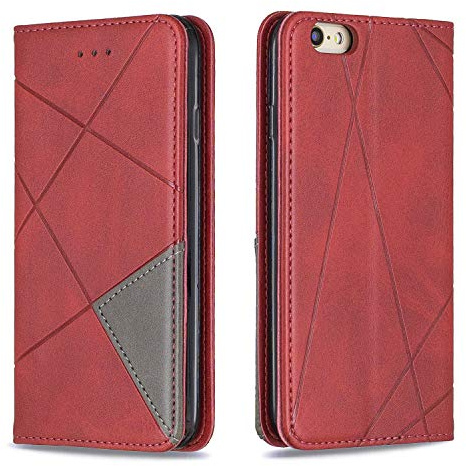 Posanter Kompatibel mit iPhone 6S/6 Hülle (4,7 Zoll), Leder Brieftasche Flip Handytasche Schutzhülle Klapphülle, 360 Grad TPU Stoßfest Leder Hülle mit [Magnetisch, Kartenfach, Standfunktion] (Rot)