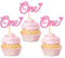 Blumomon 24Pcs One Cupcake Toppers Glitter Baby First Birthday Party Cupcake Food Picks Decorations for Baby Shower Boys Girls Kids 1st Birthday Party Cake Decorations Supplies Pink