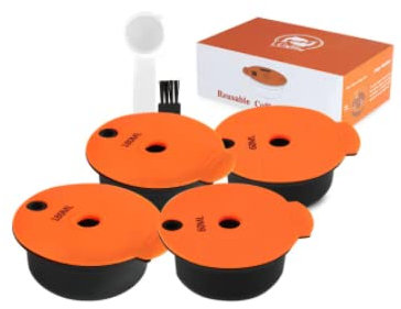 Capsules de café réutilisables, compatibles avec les machines Bosch Tassimo, filtres à café rechargeables K-Cups Kit complet d'accessoires (2 x 60 ml + 2 x 180 ml)