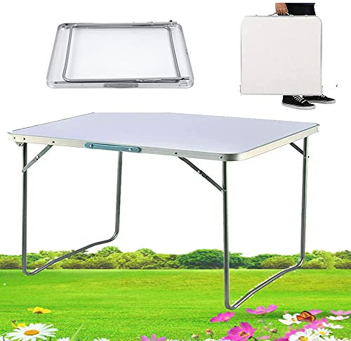 YouseaHome Picnic Table Portable Dining Table,Folding Outdoor Party Garden BBQ Large Garden Folding Tables,Fold Up Desk Picnic Cooking Camping Table,White,80x60x69cm