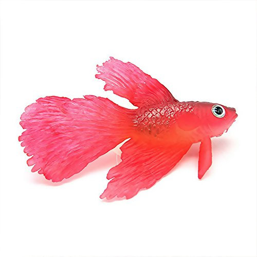 Générique Poisson Artificiel Silicone Faux Poisson Natation Artificielle Poisson Ventouse Ornement émulationnel pour Aquarium Rouge
