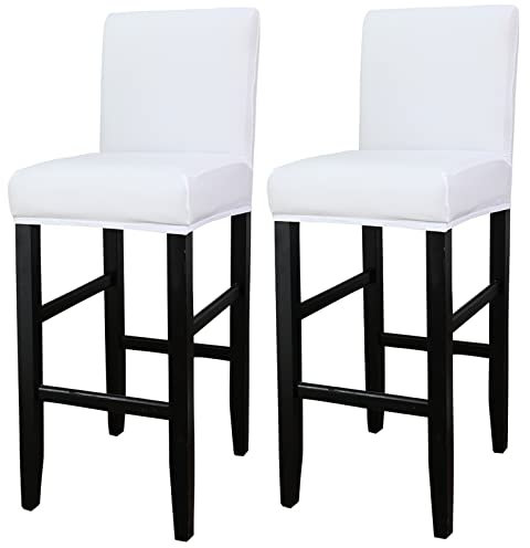 Barhocker Bezüge,2 Stück Stretch Abnehmbar EsszimmerstuhlbezügeBarhocker Bezug, waschbarer Stuhl-Schonbezug für Esszimmer, Küche (2 Stück Weiß)