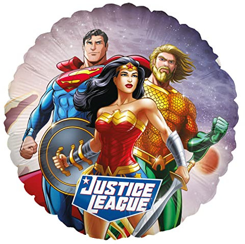 Party Factory `Justice League´ Folienballon Superman, Aquaman und Wonder Woman, Ø45cm, bunt, Heliumballon zum Geburtstag