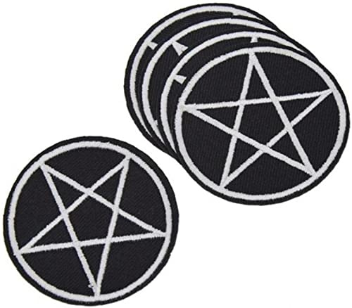 Pentagramm-Patch, 5-teilig, Pagan Goth, heidnische Symbole, gestickte Applikation, Aufnäher, Emblem, Abzeichen für Kleidung, Taschen, Nähtaschen