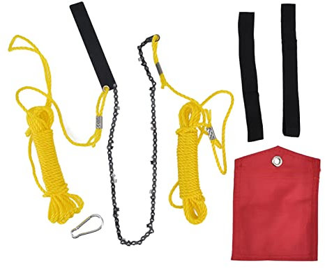 Pocket Chainsaw, 24 Inches 34 Sections 11 Knives Portable Folding Chainsaw, Rope Saw Tree Saw High Limb Pocket Chainsaw for Campting, Cutting Trees, Survival Gear, Hunting, Pruning