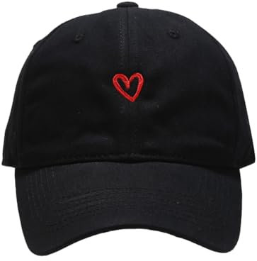 Quanhaigou Baseballkappe, Papa, verstellbare modische Hüte für Männer und Frauen, Polo, Trucker, Unisex-Stil, Kopfbedeckung, Black Love Heart, Einheitsgröße