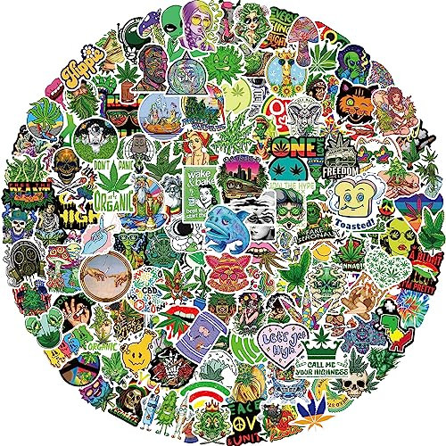 Weed Aufkleber, 150 Stück Funny Weed Stickers, Cool Vinyl Wasserdichte Grüne Pflanze Sticker Set für Laptop Skateboard Auto Fahrrad Motorrad, Erwachsene