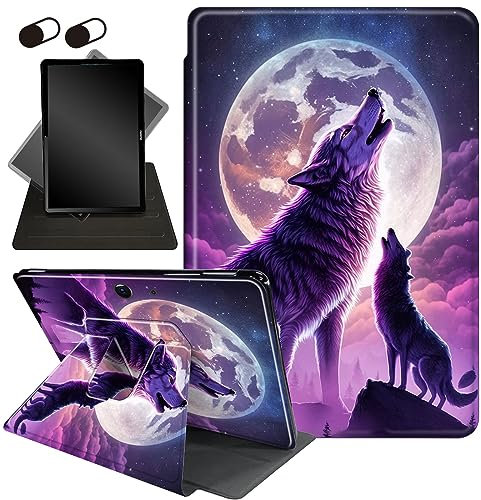Case for 13 Inch Microsoft Surface Pro 9 / Pro 9 5G (2022 Release),360 Degree Swiveling Stand Protective Cover with Auto Sleep/Wake,for Surface Pro 9 13 2022 Tablet,Cool Wolf Moon