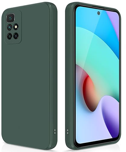 GiiYoon Hülle Kompatibel mit Xiaomi Redmi 10, Hochwertiges Liquid Silicone Case, Rundumschutz Handyhülle, Kratzfestes Weiches Mikrofaserfutter- grün