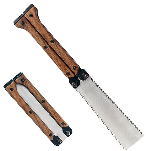 Sierra de mano, sierra japonesa plegable con hojas de sierra intercambiables, sierra de tracción de doble filo, cuchillas SK85, sierra de carpintería para madera dura, madera blanda, carpintería y