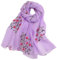 Pluto & Fox - Foulard da donna ricamato con fiori, sciarpa di seta, design retrò, elegante fazzoletto da collo, stola, Viola, 75cm*175cm