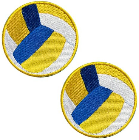 2 Stück Volleyball Logo Patch Fun Symbol Bestickter Aufnäher Insignien Sport Symbolisch Patch mit Klett für Rucksäcke Kleidung Taschen Uniform Weste Jersey Biker Patch Gesammelt