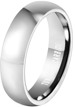 Epinki Wolfram Ring 6MM, Elegant Poliert Damenring Ehering Trauringe, Silber Ring Hochzeit Paare Ring, Gr.65 (20.7)