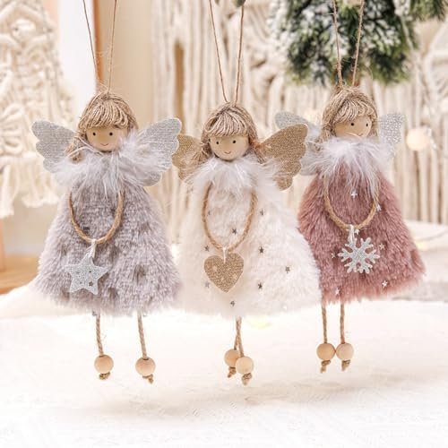 3 Stück Weihnachtsengel Weihnachtsbaum Anhänger Christbaumschmuck, Plüsch Weihnachtsdeko Engel, Weihnachtsbaum Deko, Weihnachtsbaumschmuck, Christmas Decorations, Weihnachtsdeko (01)