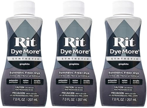 Rit DyeMore - Tinte de fibra líquida sintética de 7 onzas para ropa, decoración y manualidades, grafito (paquete de 3)