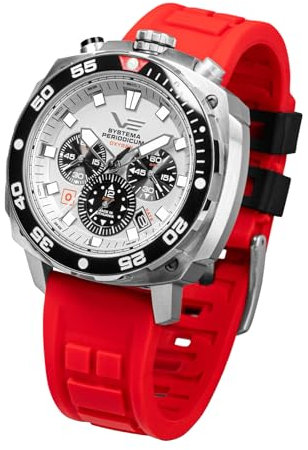 VOSTOK Europe Systema Periodicum Chronograph 20ATM K1 Herren Quarzuhr Mineralglas mit Wechselarmband, Sauerstoff, Armband: