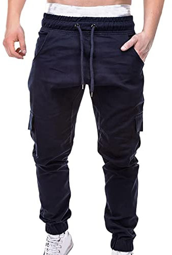 Generic Pantalon Cargo Homme, Jogging Homme Pantalon De Travail Treillis Pantalon Jogging Homme Jean Blanc Rose Jeans Femme Taille Haute Securite Deguisement Hippie(A016,L)