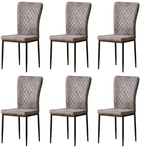 JYMTOM Wohnzimmerstühle Esszimmerstühle mit Samt-Bezug, hoher Rückenlehne, Metallgestell und modernem Gitter-Design für Wohnzimmer, Esszimmer, Konferenzraum und Klassenzimmer (6, PU hellgrau)