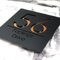 K Smart Sign | Bellissima S1 F31 | 180mm x 180mm | Acrylic 3d Laser Cut Contemporary house sign door number plaque address signs with Mirror and Marble Numbers (Matt Black & Copper Mirror)