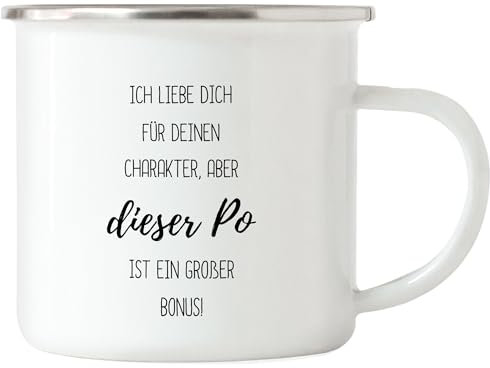 Hey!Print Ich liebe dich für deinen Charakter aber dieser Po Emaille Tasse - Liebe Valentinstag Jahrestag Humor