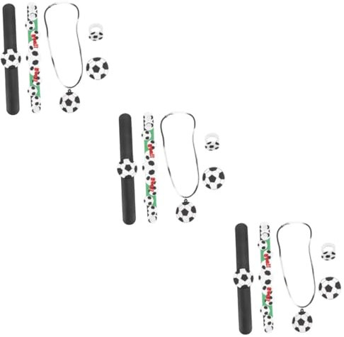 ifundom 3 Sätze Fußball-Party- Kinderpreise Fußball-Slap-Armbänder kindergeburtstags mitgebsel fußball geschenkideen Spielzeuge eine Halskette Fußball spielende Halskette DIY-Ring