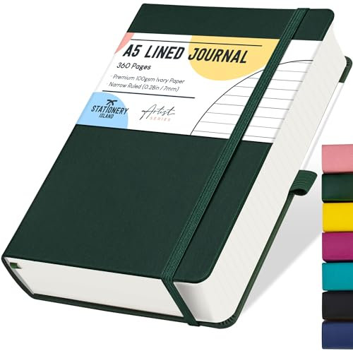 STATIONERY ISLAND A5 Liniert Notizbuch, 360 Seiten Dickes Journal Notebook, Kariert Notizbücher Hardcover mit 100gsm zum Schreiben, Arbeiten, Studieren, Tagebuch