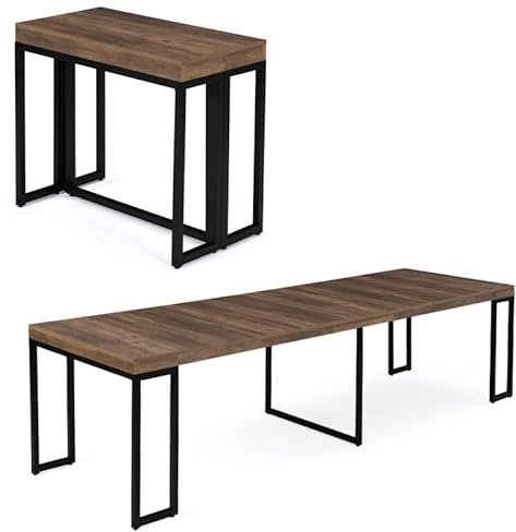 IDMarket - Table Console Extensible Toronto 10 Personnes 235 cm Bois foncé Design Industriel