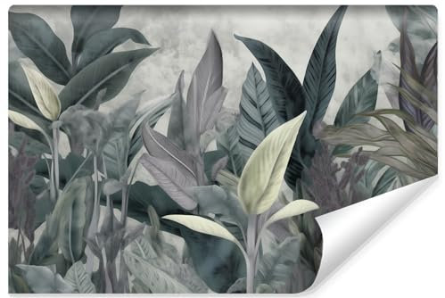 Muralo Fototapete Vlies 3D, Blätter, Beton-Optik, Kunstdruck - 520x318 cm