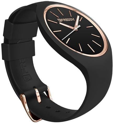 FREDDY Orologio da Polso Donna Rhythm, Rhythm Orologio da Donna in Silicone Nero e Gold, Cassa Tonda 34 mm