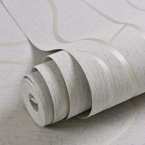 Warmiehomy Non-Woven Wallpaper 4 Rolls 53cm x 9.5m Textured 3D Flocking Embossed Wallpapers Grey Wave Stripes Wall Paper Roll for Living Room Bedroom TV Background