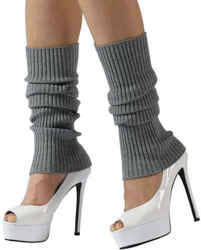 Nanxson Damen Kurz Beinstulpen Gestrickt Stulpen Winter Beinwärmer Legwärmer für Tanz Ballett Yoga 80er Jahre Kostüm Zubehör (A-Grau)