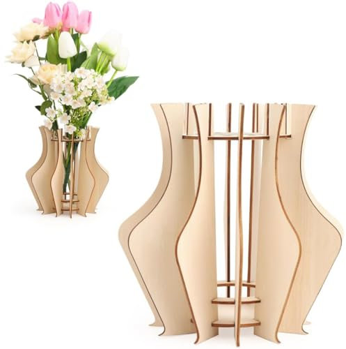 Lego Vase,Wooden Puzzle Vase, Wooden Vase Kit, Building Block Kit 3D Wooden Puzzles, Wooden Puzzle Flower Vase, Wooden Flower Vase, Wooden Puzzle Vase, Unique Lego Flower Decoration 