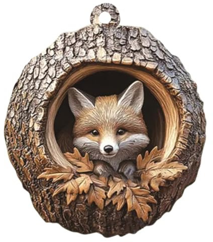 Weihnachtsbaum-Tieranhänger,Weihnachts-Acryl-Fuchs-Elefanten-Deko-Tier-Ornamente,Fuchs Schlüsselanhänger,Fuchs-Elefanten-Anhänger Für Schlüsselband Schlüsselkette,Acryl 2D Anhänger Tier Baumschmuck