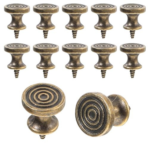 Trinkrittey 10 Stück Antike Bronze Schranktürknöpfe Vintage Runde Schubladengriff Kommoden Knöpfe mit Schraube Möbelknöpfe Kommodenknöpfe Mini Schubladenknöpfe für Schrank Schublade