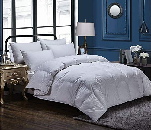 Goose Down Feather Duvet Quilt Luxury Comforter Deluxe, Super Soft, 3D Baffle Boxes design, Anti Allergy, Double Stiched piping, Best Hotel Quality (King 13.5 Tog, Goose Down Feather)