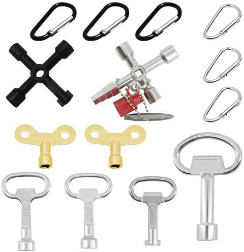 lafo 14-teiliges Universalschlüssel Set Heizlüfter Vierkantschlüssel 4-Kantenschlüssel 3-Kantenschlüssel Schaltschrankschlüssel Kranschlüssel Entlüftungsschlüssel