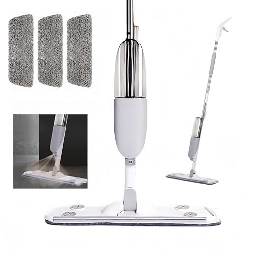 Microfiber Spray Mops for Floor Cleaning, Flat Mop with 3 Washable Pads, Dust Mop with 350ml Refillable Bottle for Kitchen Wood Floor Hardwood Laminate Ceramic Tiles