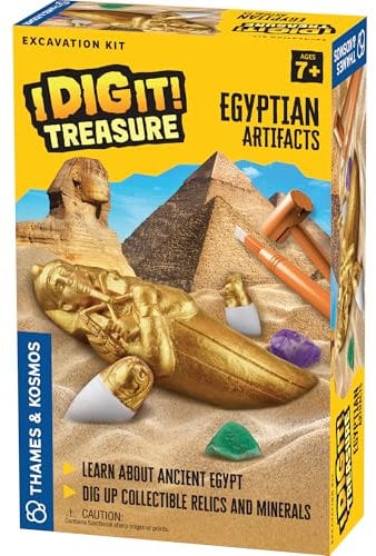 Thames & Kosmos I Dig It! Treasure – Ausgrabungsset für ägyptische Artefakte, Erkunden Sie Archäologie, das alte Ägypten und Hieroglyphen, graben Sie Sammelrelikte und Mineralien aus, sichere, lustige