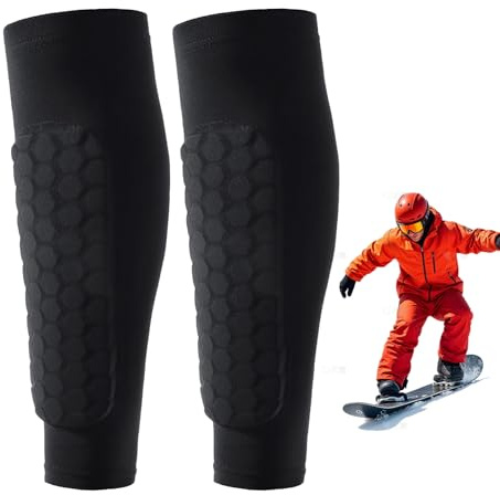 Shin Protector Ski, Ski Schienbeinpolster, Schienbeinschoner Skischuhe, Lange, Elastische Antikollisions-Leggings-Schutzhülle Mit Wabenmuster für Skifahren, Fußball