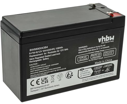 vhbw Battery compatible with Yuasa REW45-12, NPX-35, PWHR1234W2FR, DMU12-8, HDS-1272F, BFS 12-9HR, NPW45-12, CPC 9-12 UPS (9000 mAh, 12 V, AGM)