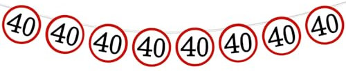 DazzJoy 40 Geburtstag Deko Girlande,Verkehrsschild Girlanden zum 40. Geburtstags Deko Banner,Deko 40 Geburtstag Mann Frau, Verkehrsschild Partyzubehör für 40er Geburtstage Deko,Hochzeit,Jubiläum Party