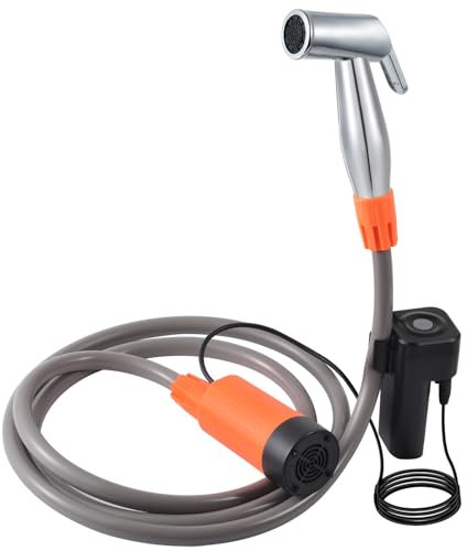 WODHMIEY Electric Shower, 7.4V Rechargeable Shower Pump, 80 Minutes Running Time, Battery Indicator, Outdoor Camping Car Shower, Car Wash Garden Sprayer, USB Charging, 2200mAh Batteries (2 Batterie)