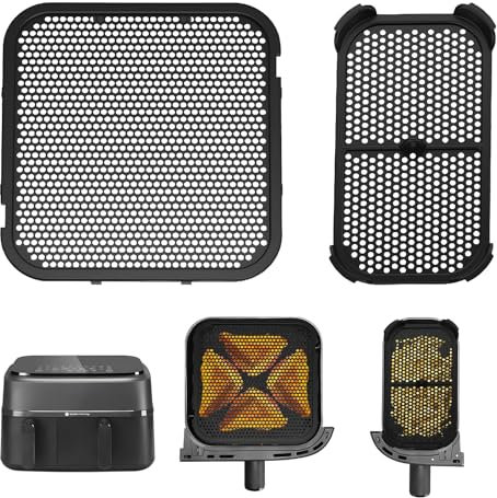 Spritzschutz Zubehör für Philips Airfryer 3000 Dual Basket NA350 NA550 – für Philips Steam Airfryer 5000 Series Dual Basket,2x Hitzebeständige 230°C Silikonabdeckungen mit Antihaftkern